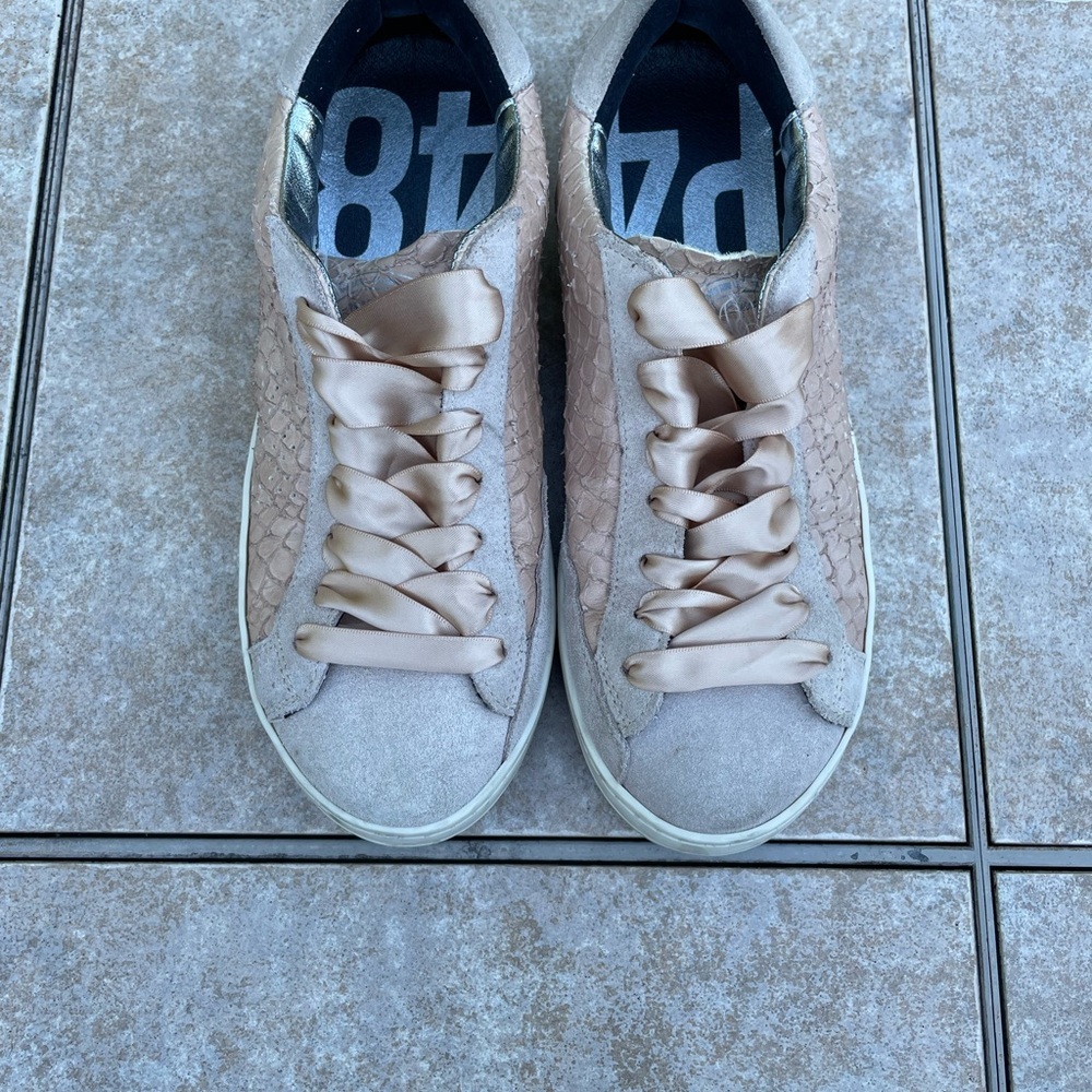 P448 John Pink Python Snakeskin Print Sneakers - image 4